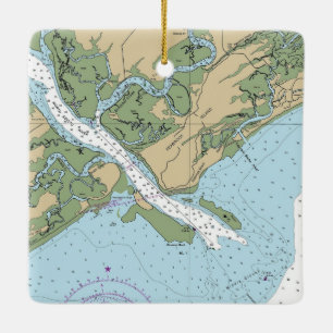 Seabrook Island, South Carolina Chart Julgransprydnad Keramik