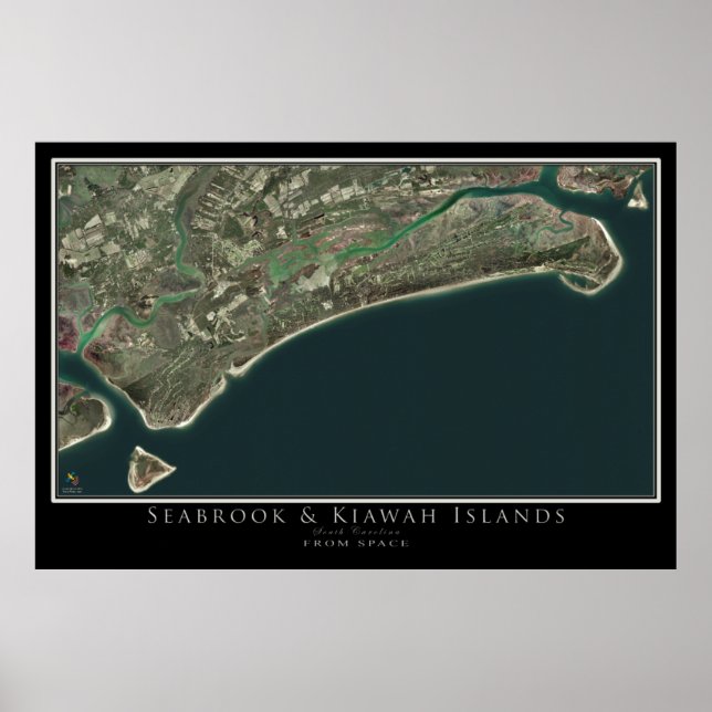 Seabrook & Kiawah Islands South Carolina Satellite Poster (Framsidan)