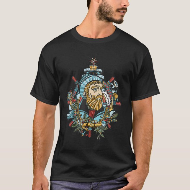 Seadog St Pauli Coola Sailor i Retro Tattoo Stil T Shirt (Framsida)