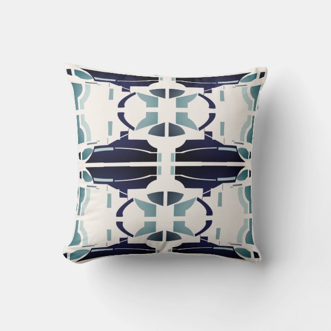 Seafoam Blue-Black Symmetrical Mediterranean look Kudde (Framsida)