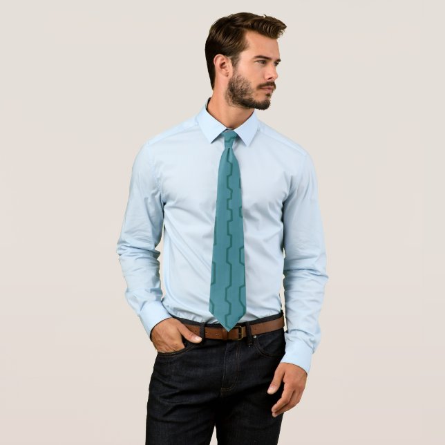 Seafoam Blue Trellis Neck Tie Slips (In Situ)