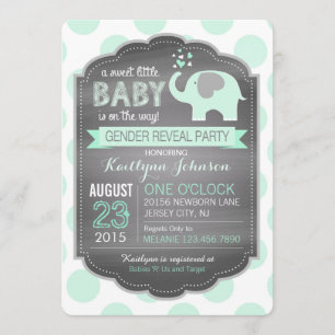 Seafoam Elephant Dot Baby Shower Inbjudningar