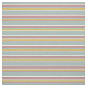 Seafoam Grått Ochre Gult Mauve Rand Mönster Tyg