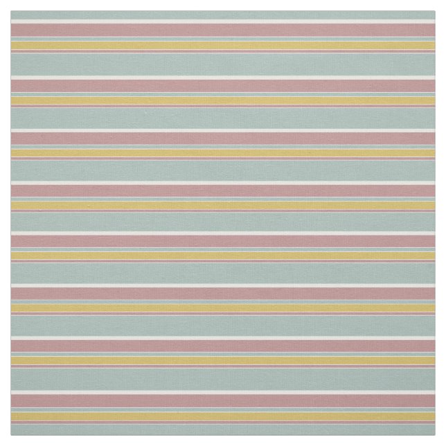 Seafoam Grått Ochre Gult Mauve Rand Mönster Tyg (Provkarta)