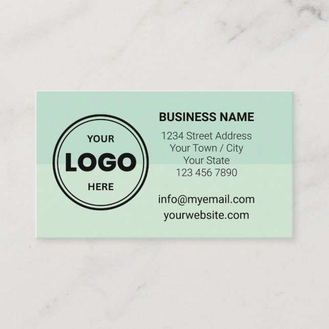 Seafoam Green Custom Logo QR Code Business Card Visitkort (Framsida)
