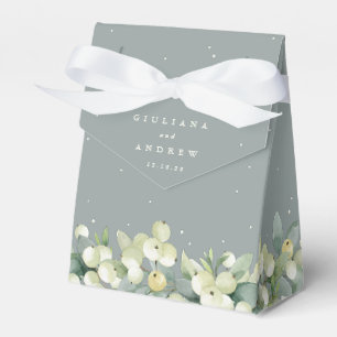 Seafoam Grön Snöbär+Eukalyptus Vinter Hochzeit Presentaskar