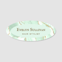 Seafoam Grönt Agate Namn bricka