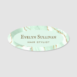 Seafoam Grönt Agate Namn bricka Namnbricka