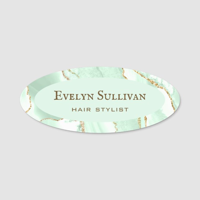 Seafoam Grönt Agate Namn bricka Namnbricka (Framsida)