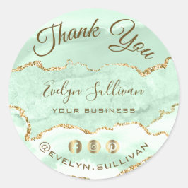 Seafoam Grönt Agate Tack Runt Klistermärke