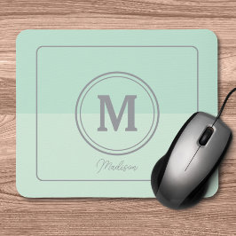 Seafoam Grönt Anpassningsbar Monogram Namn Musmatta
