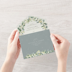Seafoam Grönt/Cream Snowberry + Eucalyptus Bröllop