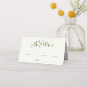 Seafoam Grönt/Cream Snowberry+Eucalyptus Bröllop Placeringskort