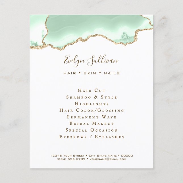 Seafoam grönt-flygare flygblad (Framsidan)