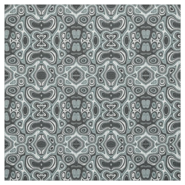 Seafoam Grönt Grått Bali Batik Stil Mönster Tyg (Provkarta)