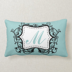 Seafoam Grönt Monogramme Lumbarkudde