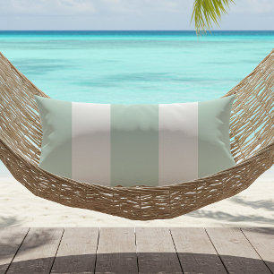 Seafoam Grönt och White Cabana Rand utomhus Lumbarkudde