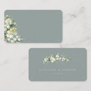 Seafoam Grönt Snowberry+Eucalyptus Bröllop Flat Placeringskort