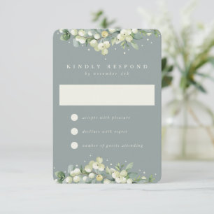 Seafoam Grönt Snowberry+Eucalyptus Bröllop OSA Kort