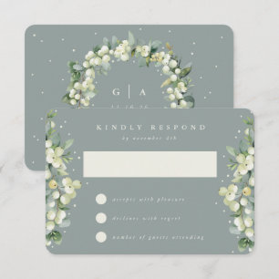 Seafoam Grönt Snowberry+Eucalyptus Bröllop OSA Kort
