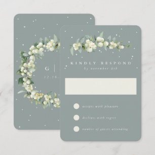 Seafoam Grönt Snowberry+Eucalyptus Bröllop OSA Kort