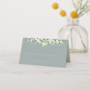 Seafoam Grönt Snowberry+Eucalyptus Bröllop Placeringskort