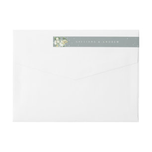 Seafoam Grönt Snowberry+Eucalyptus Bröllop Smala Etikettband