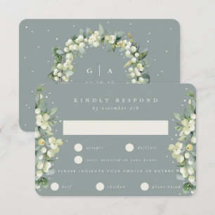Seafoam Grönt Snowberry+Eucalyptus Edged Bröllop OSA Kort
