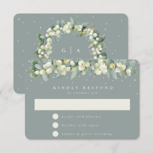 Seafoam Grönt Snowberry+Eucalyptus Garland Bröllop OSA Kort