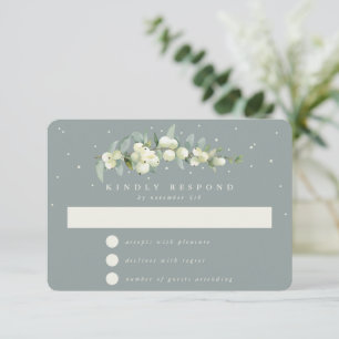 Seafoam Grönt Snowberry+Eucalyptus Garland Bröllop OSA Kort