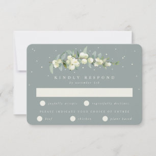 Seafoam Grönt Snowberry+Eucalyptus Stem Bröllop OSA Kort