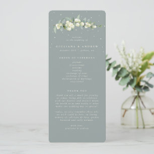 Seafoam Grönt Snowberry+Eucalyptus Stem Bröllop Program
