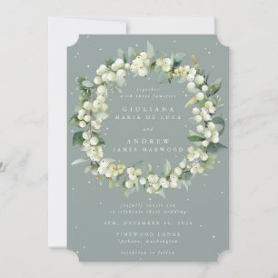 Seafoam Grönt Snowberry+Eucalyptus Wandeans Bröllo Inbjudningar