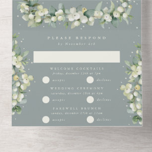 Seafoam Grönt Snowberry+Eucalyptus Winter Wedding