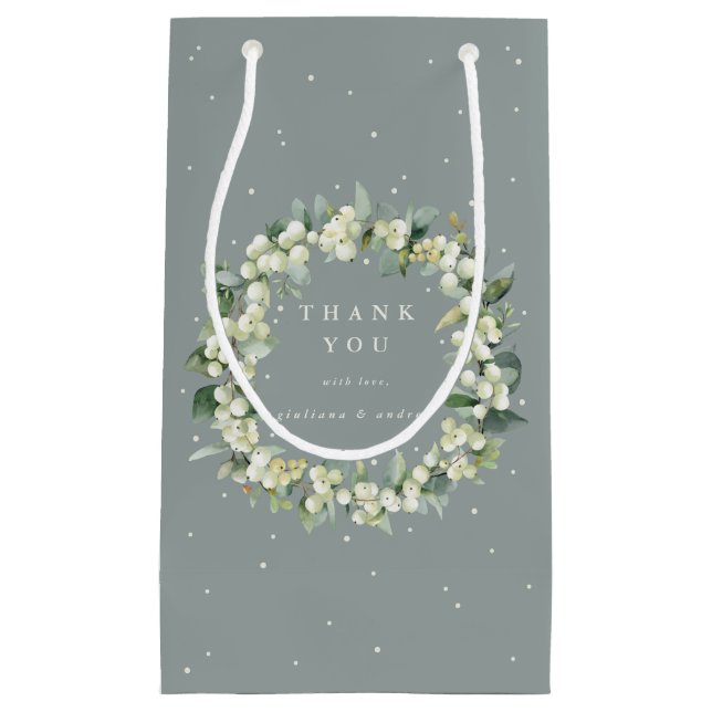 Seafoam Grönt Snowberry+Eucalyptus Winter Wedding (Framsidan)
