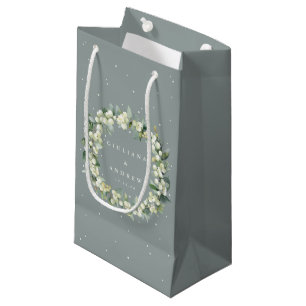 Seafoam Grönt Snowberry+Eucalyptus Winter Wedding