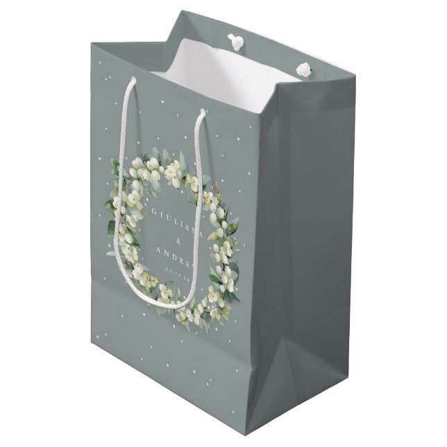Seafoam Grönt Snowberry+Eucalyptus Winter Wedding (Framsidan Vinklad)