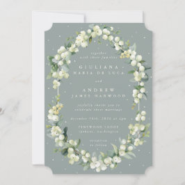 Seafoam Grönt Snowberry+Eucalyptus Winter Wedding Inbjudningar