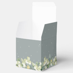 Seafoam Grönt Snowberry+Eucalyptus Winter Wedding Presentaskar
