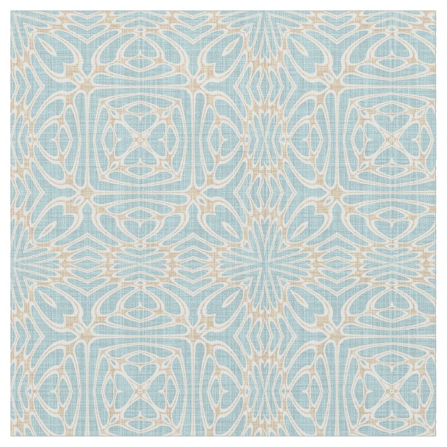 Seafoam Grönt Taupe Beige Brown Batik Mönster Tyg (Närbild)
