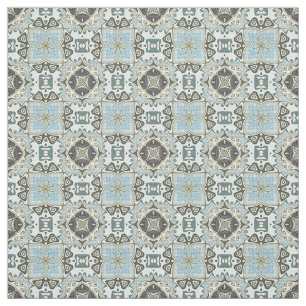 Seafoam Grönt Teal Blue Brown Bali Batik Mönster Tyg
