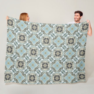 Seafoam Grönt Teal Turcos Bohemian Tribe Art Fleecefilt