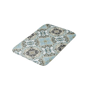 Seafoam Grönt Teal Turquise Bali Batik Mönster Badrumsmatta