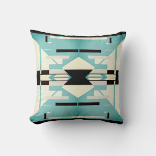 Seafoam Grönt White Black Symmetric Southwest look Kudde