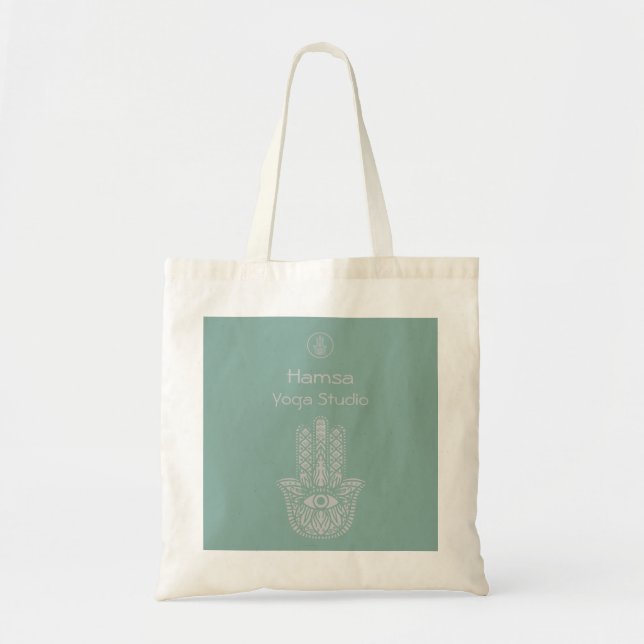 Seafoam Grönt Yoga Studio Hamsa Anpassade Tygkasse (Framsidan)