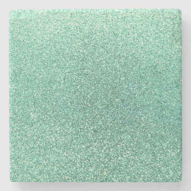 Seafoam gröntglitter underlägg sten (Framsidan)