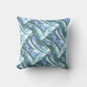 Seafoam Lavender White Grått-Grönt Diagonal Motif Kudde
