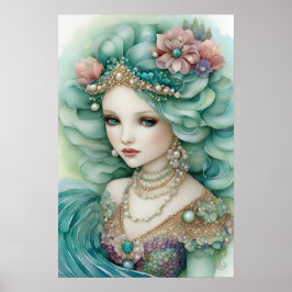 Seafoam Mermaid med kronposter Poster