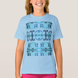 Seafoam Mint Blue Shades Mosaic Motif på rader T Shirt
