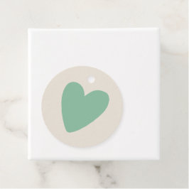 Seafoam Mint Grönt Beige Heart-favorittaggar Rund Gåvor Etiketter
